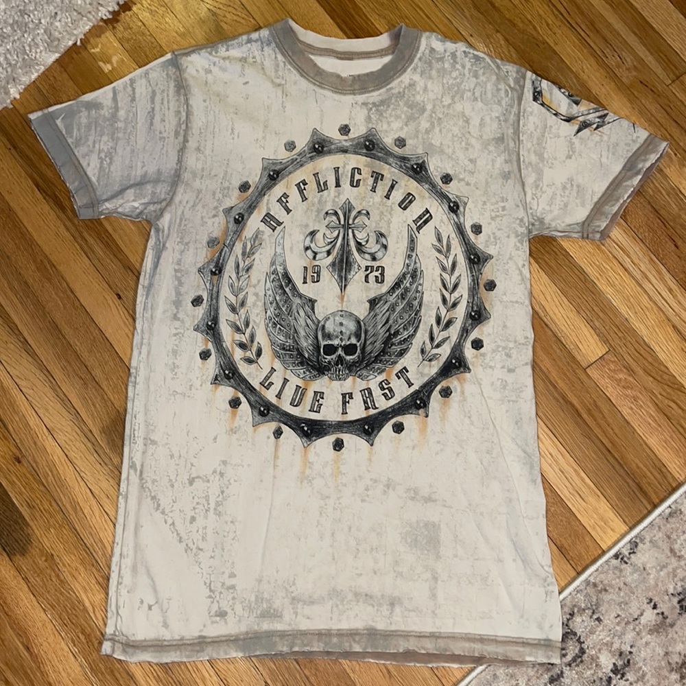 Affliction skull and wing tee